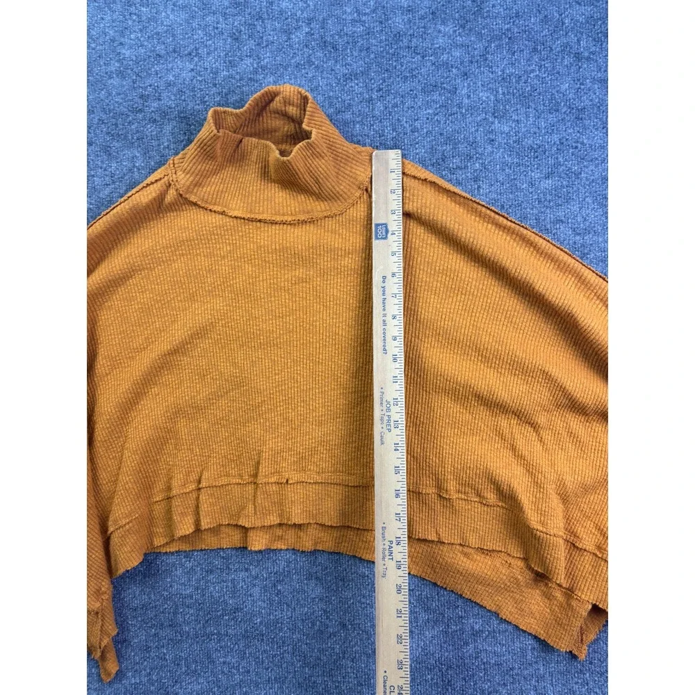 Free People We The Free Top Womens Medium Yellow Thermal Mock Neck OB1265755 - Picture 3 of 7
